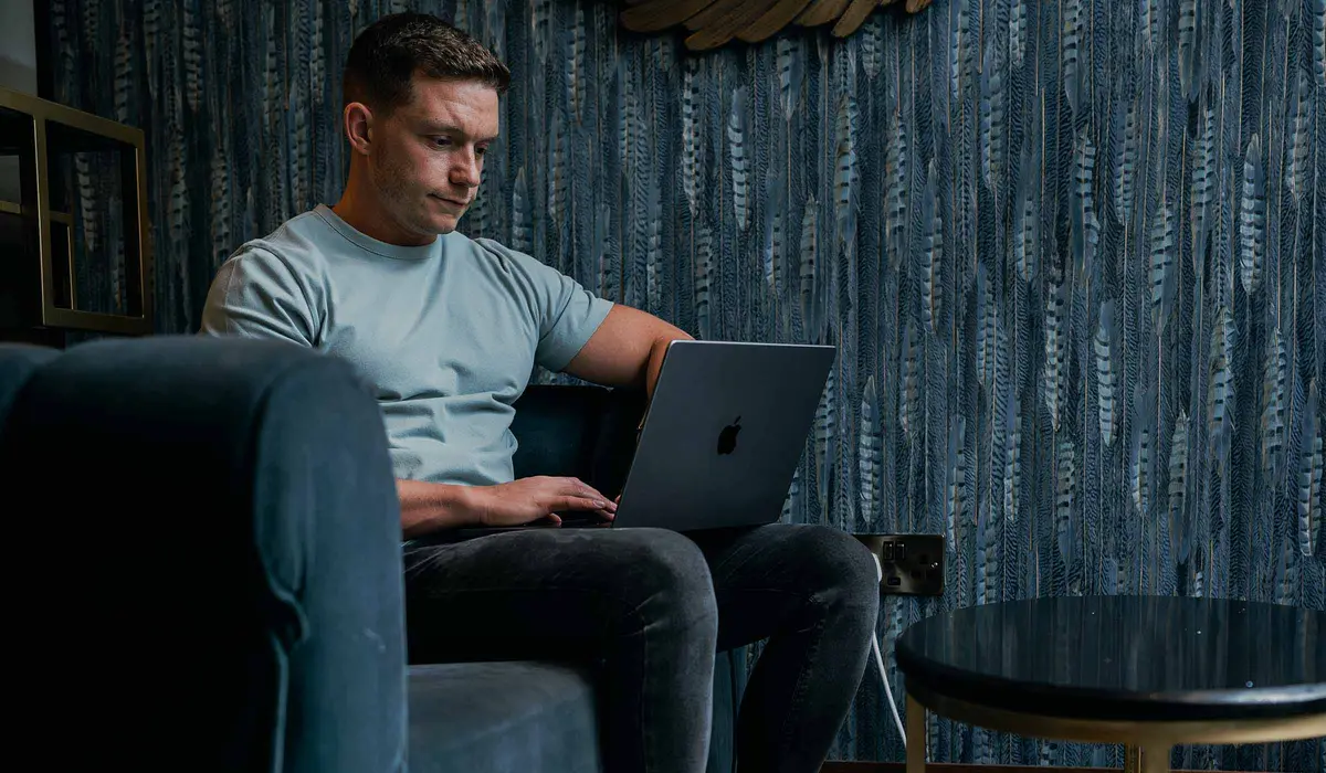 Ben Knight working calmly on a laptop